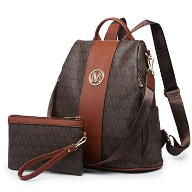 Imagem de Mochila feminina MKP COLLECTION moderna, com vários bolsos, antifurto, bolsa de ombro e de viagem, 2 unidades, 0 café, 11.8"L x 5.5"W x 14"H