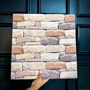 Imagem de Kit 10 Placas Isopor Tijolinho Textura Efeito 3D Relevo Decoração Parede (Textura 02)