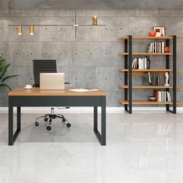 Imagem de Mesa Escrivaninha e Estante Industrial Dalla Costa 100% MDF - Pradel E