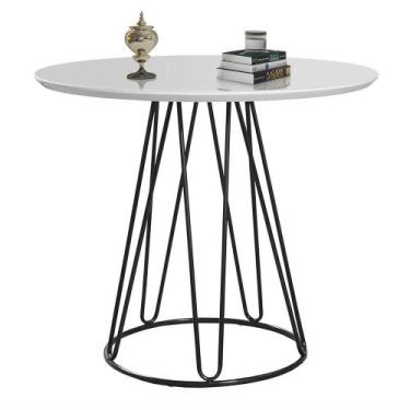 Imagem de Mesa Lateral De Canto Rubi Branca e Preta - C.E.M