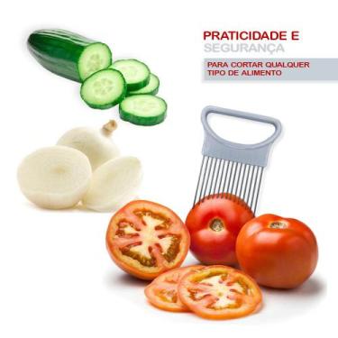 Imagem de Garfo Apoiador Fatiar Alimentos Prático Cortar Legume Frutas - Fullcom