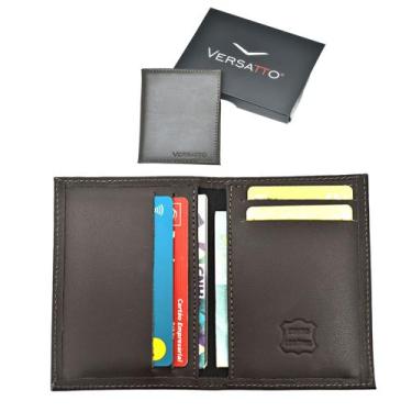 Imagem de Carteira Feminina Masculina Elegante Vertical Slim Em Couro - Versatto