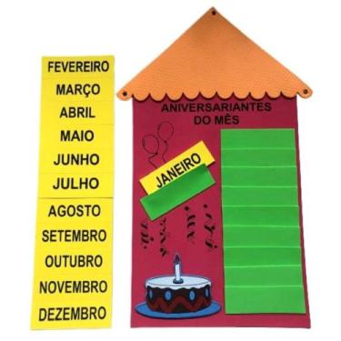 Imagem de Painel calendário e aniversariante do mês  em eva - CRIATIVA MATERIAIS