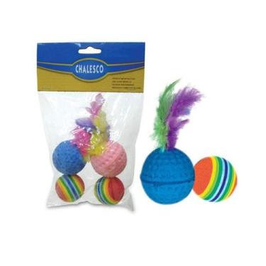 Imagem de Brinquedo Chalesco Para Gatos Kit Bolas Catnip Colorido