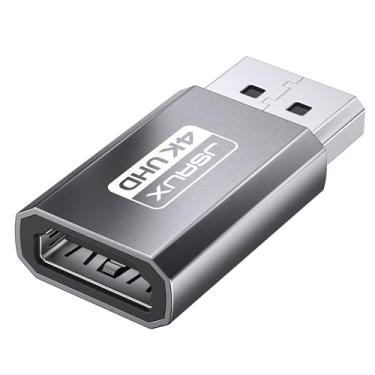 Imagem de JSAUX Adaptador DisplayPort 4K para HDMI, conversor de monitor DP PC para HDMI, vídeo UHD 2K@120Hz, 4K@30 DP para HDTV macho para fêmea adaptador unidirecional compatível com Dell, Lenovo, HP, GPU