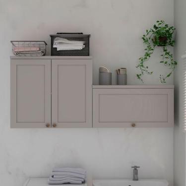 Imagem de Armário Multiuso Acquaflex 3 Portas Clean Branco Fosco/Fendi - Genialf