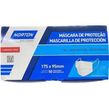Imagem de Caixa com 50 mascaras descartaveis tnt 3 camadas norton
