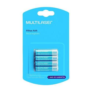 Imagem de Pilhas AAA Recarregáveis 4 Unidades 1000 Mah Multilaser