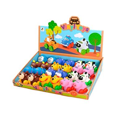 Imagem de Zippy Toys Jogo 24 Mini Carrinhos Vinil Zoo - Brinquedo Produzido Em Plástico de Qualidade C/ Acabamento Uniforme, Não Machuca Os Bebês; Cores Vivas Estimulam Memória; Para Crianças +18 Meses de Idade