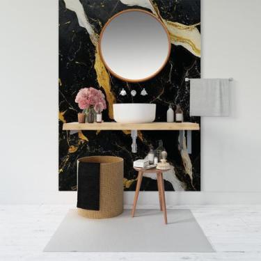 Imagem de Papel de Parede Painel 3D Mármore Preto Branco Ouro 1,5M Revestimento 