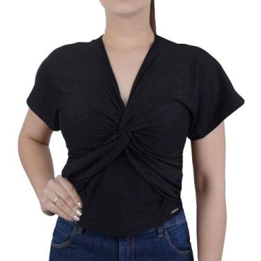 Imagem de Camiseta Feminina Olho Fatal Cropped Shine Preta - 60164, G, Preto