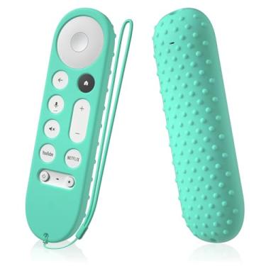 Imagem de AKSHFETH Capa para controle remoto para Google TV Streamer 4K Remote 2024 Google GY3LE capa protetora de silicone com cordão (verde menta)