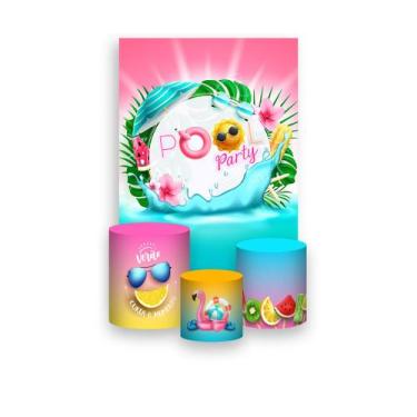 Imagem de Painel De Festa Vertical 1,50 x 2,20 + Trio De Capas Cilindro - Pool P