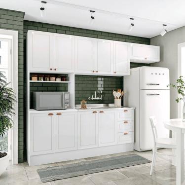 Imagem de Cozinha Pérola com Rodapé 4 Peças Paneleiro/torre Quente Aéreo 3 Portas Balcão 120 e Basculante Yesc Branco