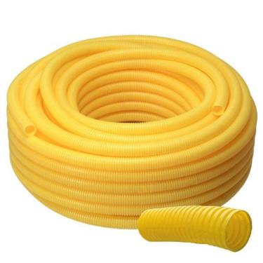 Imagem de Eletroduto corrugado amarelo conduíte garganta 3/4 (25mm) 50m pvc anti