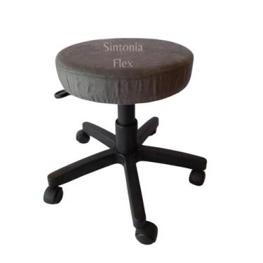 Imagem de Cadeira Mocho Sem Encosto Regulagem Altura Rodízio Suede - Sintonia Fl