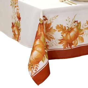 Imagem de Elrene Home Fashions Toalha de mesa Autumn Pumpkin Grove, retângulo de 152 x 213 cm, multicolorida