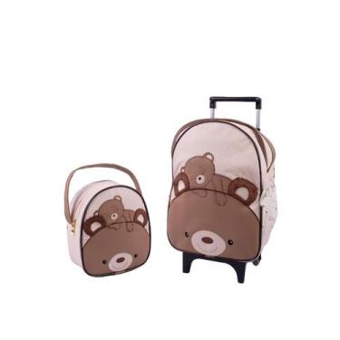 Imagem de Kit Mochila De Carrinho Infantil Bichinho G + Lancheira - Suporte Lanc