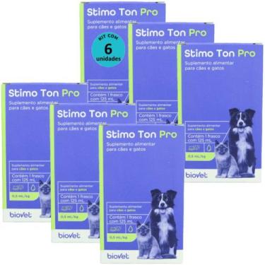 Imagem de Stimo Ton Pro 125ml Para Cães e Gatos Biovet Kit Com 6