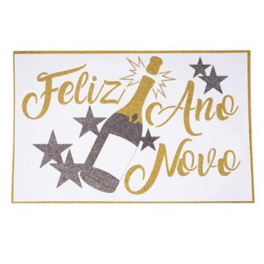 Imagem de Painel Feliz Ano Novo Espumante EVA Branco Dourado e Prata EVA Vivarte