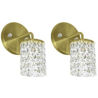 Imagem de Kit 2 Arandelas Cristal Legitimo Clearwall Redonda Dourada - MARRYLUZ