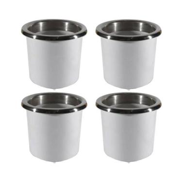 Imagem de Kit 4 Porta Copos de Embutir Em ABS Com Acabamento em Inox - Rei Marin