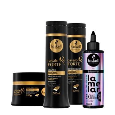 Imagem de Kit Haskell Cavalo Forte Máscara Shampoo Condicionador e Lamelar Másca