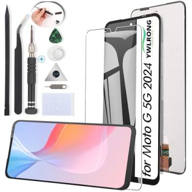 Imagem de YWLRONG Substituição de tela para Motorola Moto G 5G 2024 para Moto G 5G 2024 XT2417 Display LCD Touch Screen Digitalizador Substituição com ferramentas (preto)