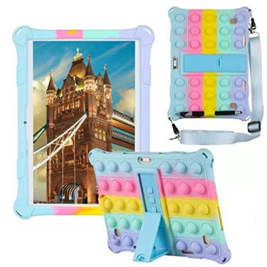 Imagem de ALHBEJT Capa de tablet para Lenovo/Huawei capa universal de 10,1 polegadas de silicone macio antiestresse com caneta de cordão de suporte para Lenovo/Huawei Pop alívio de ansiedade Fidgets (colorido