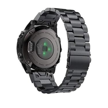 Imagem de Abanen Pulseiras de relógio de aço inoxidável para Fenix 5S / Fenix 6S / Fenix 7S / Descent MK2S, pulseira de substituição ajustável de metal de ajuste rápido de 20 mm para Garmin Fenix 5S Plus, Fenix 6S Pro (Preto)