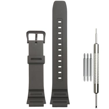 Imagem de WRISTARMOR Pulseira de relógio de resina compatível com Caiso W800HG AE1500WH AE1200WH AE-1300WH W-219H W218H F108WH Pulseira de reposição masculina à prova d'água (fivela preta P)