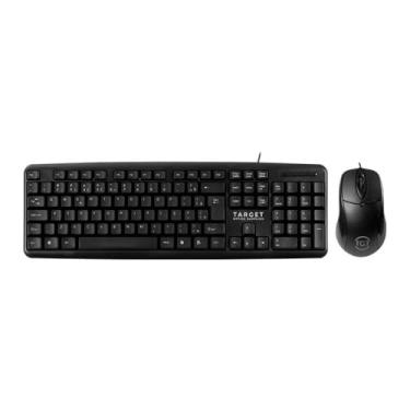 Imagem de Combo Teclado e Mouse com fio USB | ABNT2 | Durável e Resistente à Respingos | 107 teclas | Mouse ergonômico e ambidestro | 1000DPI | Preto | TGT Target | TGT-GR100-BK03