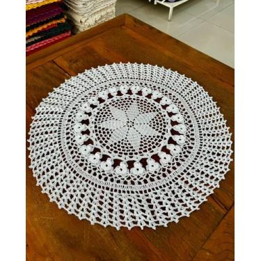 Imagem de Toalha De Mesa Redonda P Primavera Lisa 60cm Artesanal - Maria Croche 