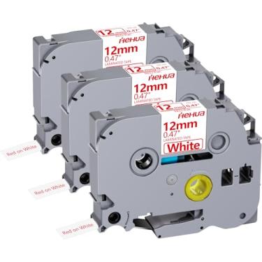 Imagem de Hehua Fita Tze Tz 12 mm 0,47 laminada branca compatível com Brother P-Touch TZe-232 TZe232 TZ-232 TZ232 Fita para Ptouch PT D210 D200 D220 D610 H110, 1,27 cm x 8 m vermelho sobre branco, pacote com 3
