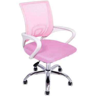 Imagem de Cadeira De Escritório Consultório Tela Mesh Ergonômica Rosa