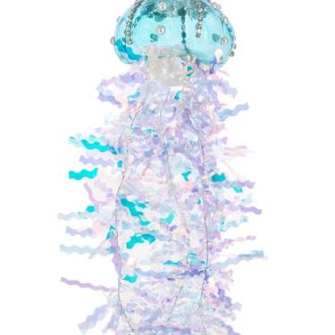 Imagem de Ganz Decoração festiva do meio-oeste, azul cintilante, 29 x 7 cm, enfeite decorativo de Natal para pendurar, água-viva com joias