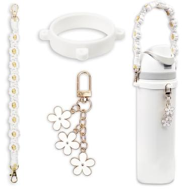 Imagem de Conjunto de alça e pingente para garrafa de água Owala 680 g, 946 ml, 1,13 g, Owala Kids, copo de café Owala FreeSip – Inclui alça de alça, para acessórios Owala e acessórios Stanley Cup (branco)