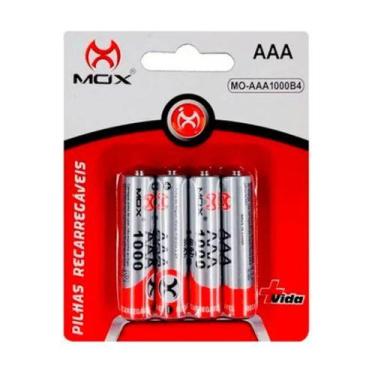 Imagem de Pilha Palito Recarregavel AAA 1000 mah Kit 04 Uni Controle Teclado Mou