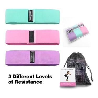 Imagem de Kit 3 Faixa elástica resistência Hip Mini Band Treino academia - ZEM