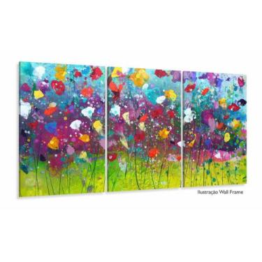 Imagem de Quadro Decorativo Floral 120x50 Mosaico 3 peças sala quarto - Wall Fra