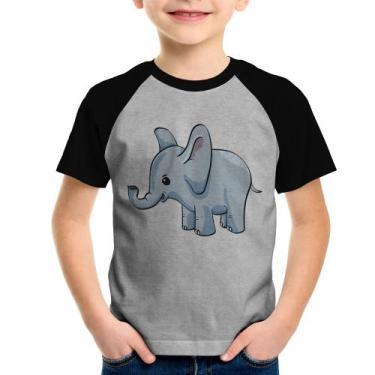 Imagem de Camiseta Raglan Infantil Elefante Bebê - Foca na Moda, Cinza, Preto, 1