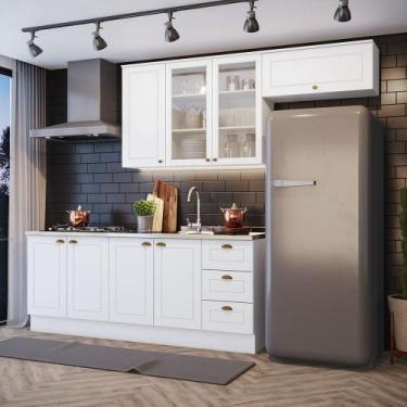 Imagem de Cozinha Compacta Com Aéreo Para Geladeira Amy Casa 812, Branco HP