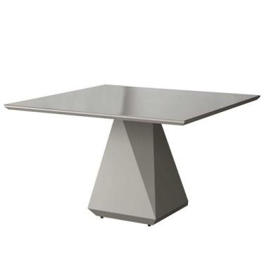 Imagem de Mesa de Jantar Quadrada Lia Tampo Vidro Base Diamante Off White CCS - 
