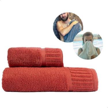 Imagem de Kit 2 Toalhas de Banheiro p/ Secar o Rosto e Corpo pós Banho - Bella E