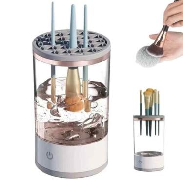 Imagem de Limpador Automático De Pincel Maquiagem Elétrico USB 3 Em 1 Lavador Se