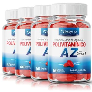 Imagem de kit 4x Suplemento Polivitamínico AZ com Ômega 3 - 60 Cápsulas Softgel,