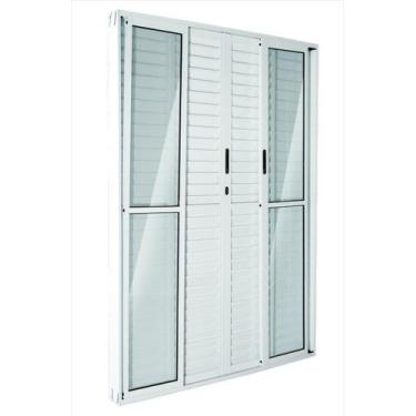 Imagem de Porta Balcao 6 Folhas 2,10x2,00 Branca c/ fechadura Linha 25 Premium  