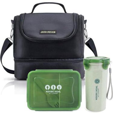 Imagem de Bolsa Térmica Lancheira Necessaire Alça Ombro Kit Marmita e Copo Box  