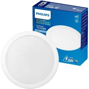 Imagem de Kit 6 Plafon Redondo Embutir 18w Philips Branco Frio 6500K