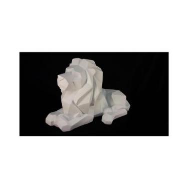 Imagem de Escultura Decorativa Leão Geométrico Branco Formosa - LUXdécor casa e 